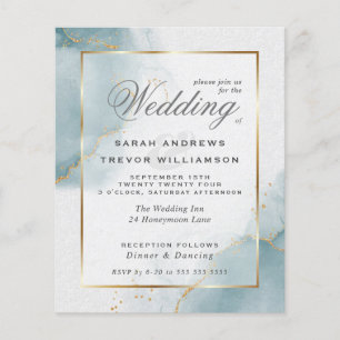 Mariage Budget Gold Dusty Blue Invitation