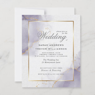 Mariage Budget Gold Dusty Plum Purple Invitation