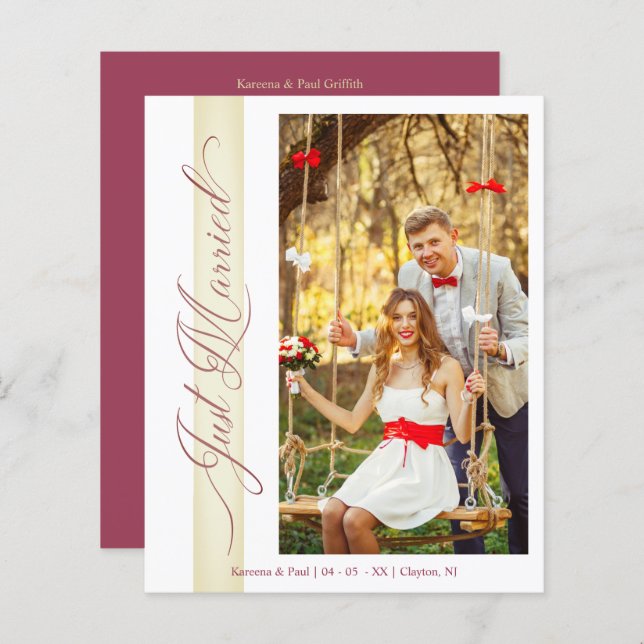 Mariage Budget Juste Marié Main Lettre Photo (Devant / Derrière)