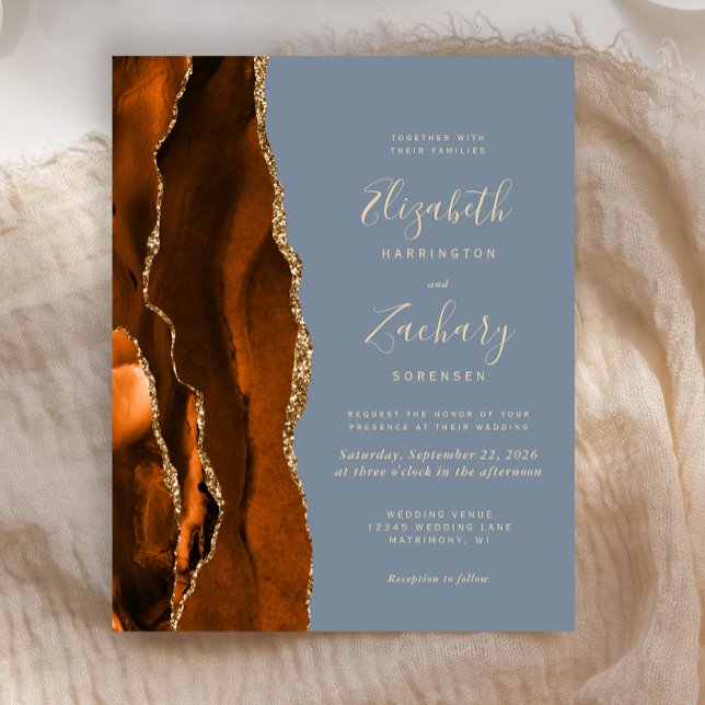 Mariage Budget Orange Brûlé Agate Bleu Poussiéreux (Créateur téléchargé)