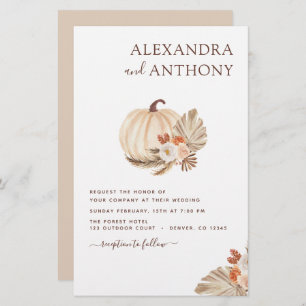 Mariage Budget Pampas Citrouille blanc Grass 