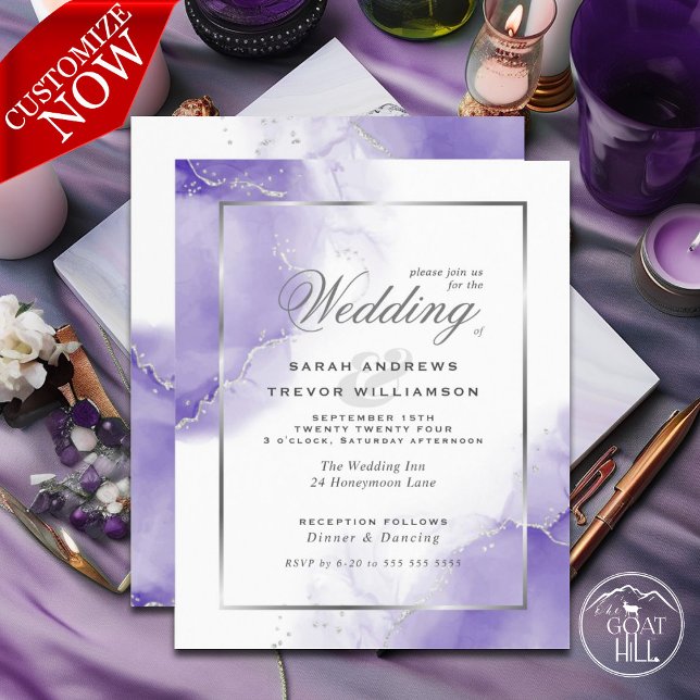 Mariage budget Rainbow Violet Argent Abstrait (easy to customize )