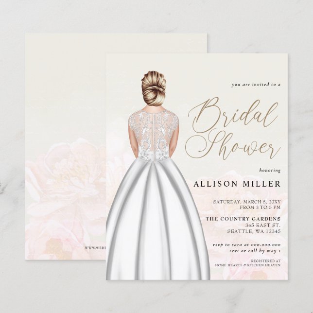 Mariage Budget Robe de douche nuptiale Invitation (Devant / Derrière)