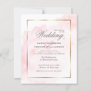 Mariage Budget Rose Pâle Lavis Aquarelle