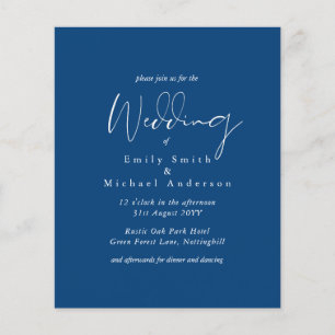Mariage Budget Royal Blue White Script