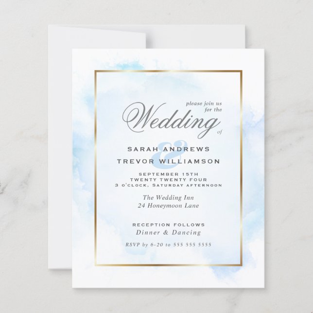 Mariage Budget Sky Blue Watercolor Laver (Devant)