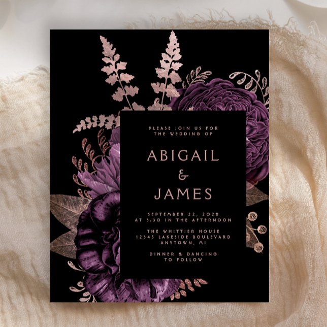 Mariage Budget Sombre Floral Violet Or Rose (Créateur téléchargé)
