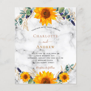 Mariage budget tournesol rustique en marbre d'euca