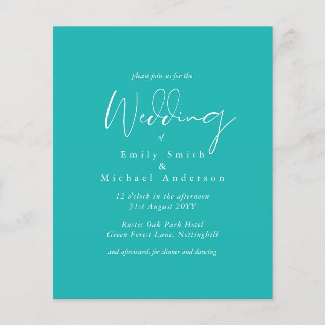 Mariage Budget Turquoise Bleu (Devant)