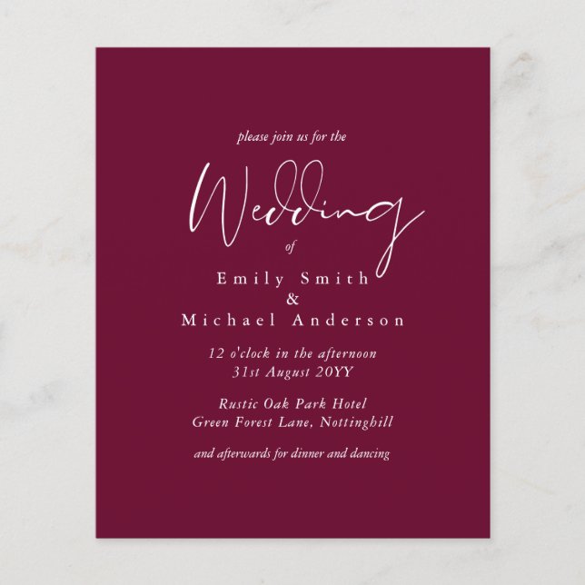Mariage Budget Typographie de script Baie Marron (Devant)