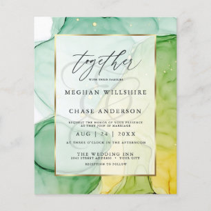Mariage Budget Vibrant Vert Or Abstrait Encre