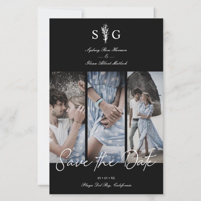 Mariage budgétaire 3 Photos Collage Fiançailles Se (Devant)