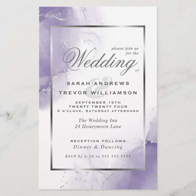 Mariage budgétaire Amethyst Purple Silver Abstrait (Devant)