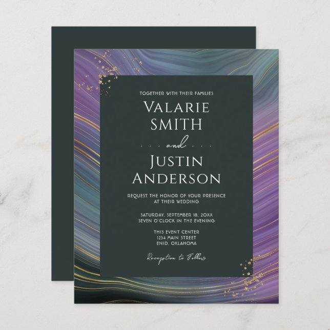 Mariage budgétaire en pierre d'âge bleu et violet (Devant / Derrière)