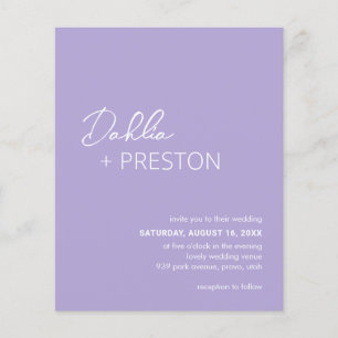 Mariage budgétaire moderne minimal Lilac Invitatio