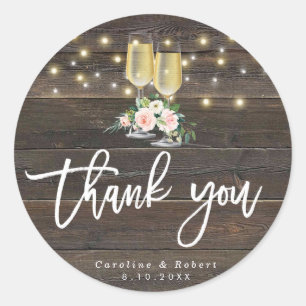 mariage bulle de bois rustique merci autocollant