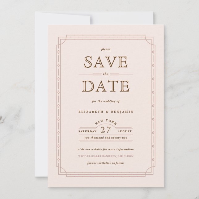 Mariage cadre Art déco moderne de Blush Enregistre (Devant)