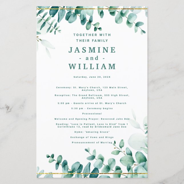 Mariage Cadre de verdure Eucalyptus (Devant)