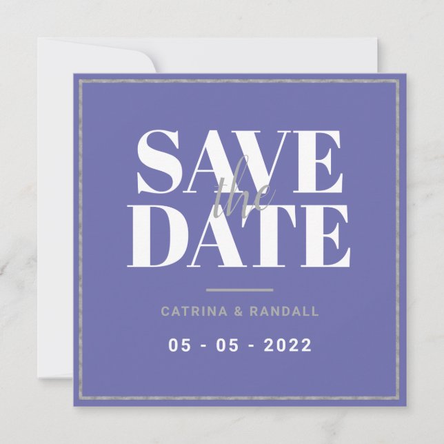 Mariage Cadres Argent Moderne Enregistrer La Carte (Devant)