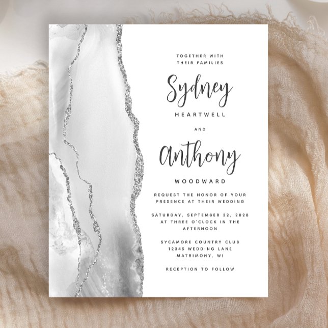 Mariage Calligraphie Agate Grise Argentée Budget (Créateur téléchargé)