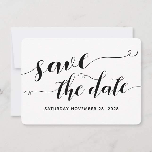 Mariage calligraphié blanc et noir, carte de sauve (Devant)