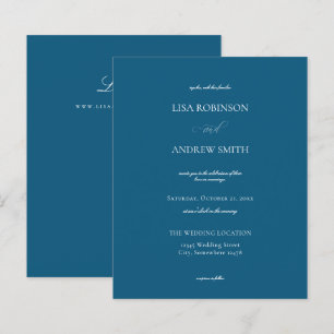 Mariage Calligraphié Bleu Foncé Économique