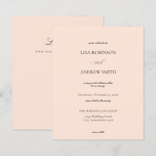 Mariage Calligraphié Rose Pêche Pas Cher