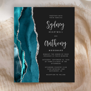 Mariage Calligraphie Sombre Agate Turquoise Budget