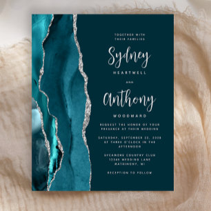 Mariage Calligraphié Teal Argent Agate Budget
