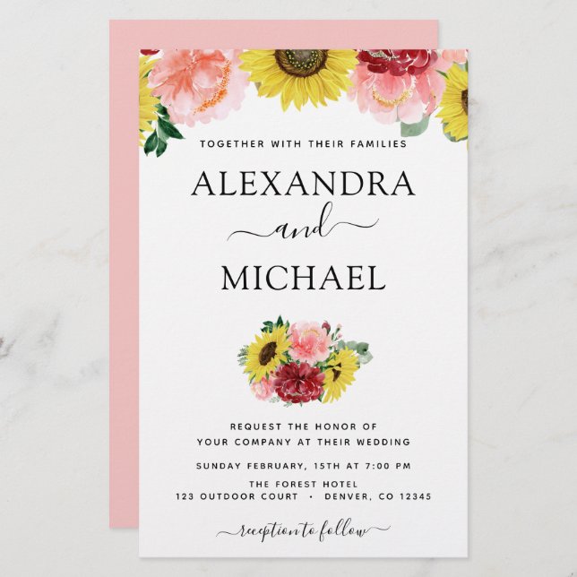 Mariage campagnard Budget Sunflower Eucalyptus (Devant / Derrière)