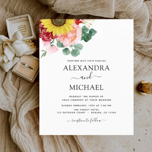 Mariage campagnard Budget Sunflower Eucalyptus