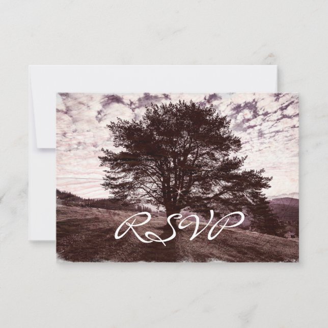 Mariage campagnard rustique chêne Cartes RSVP (Devant)