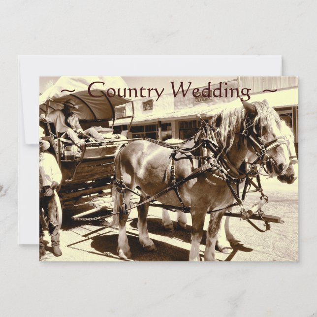 Mariage campagnard rustique Invitations Chevaux Wa (Devant)