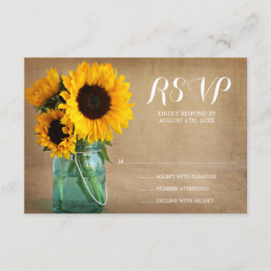 Mariage campagnard rustique RSVP de pot de maçon