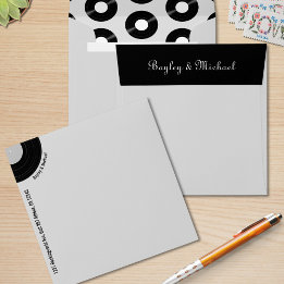Mariage Carré gris personnalisé Retro Vinyl Record