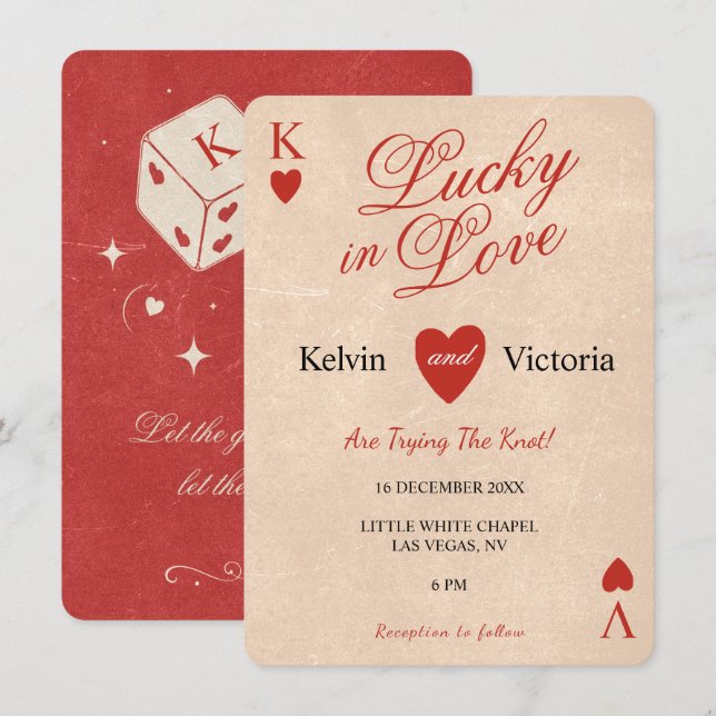 Mariage Carte à Jouer Chanceux en Amour (Devant / Derrière)