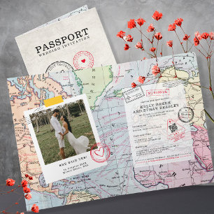 Mariage Carte de destination du passeport beige