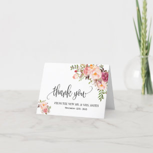 mariage carte de remerciements boho rose fleuri pl