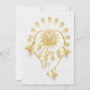 Mariage Carte de remerciements Gold Floral Heart