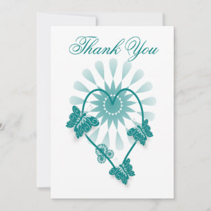 Mariage Carte de remerciements Papillons Turquoise