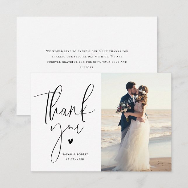 mariage carte de remerciements simple (Devant / Derrière)