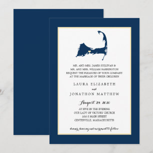 Mariage carte du Cap Cod Centerville bleu marine