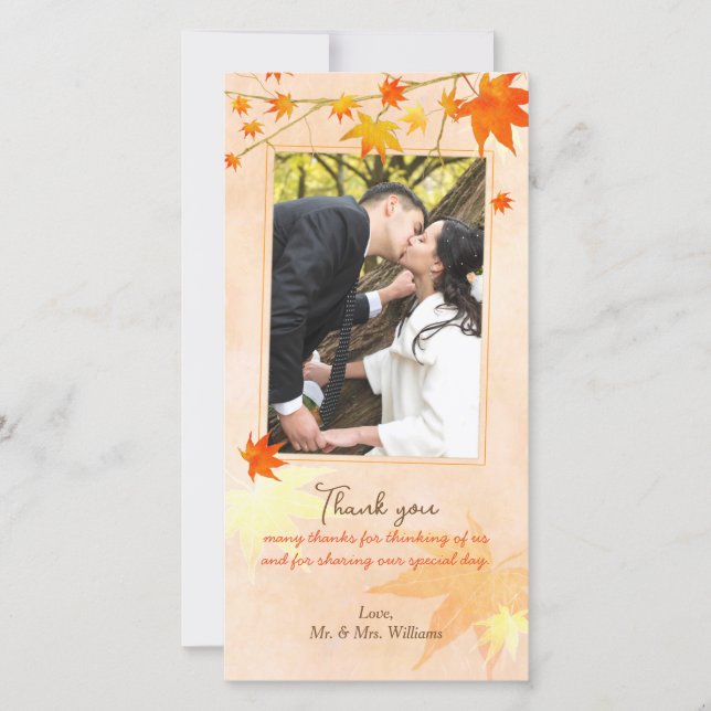 Mariage Carte photo Merci d'automne Maple Elegance (Devant)