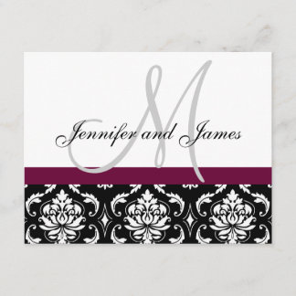 Mariage Carte RSVP Vin Damas Monogramme & Noms