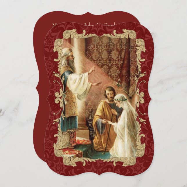 Mariage catholique Gold Maroon Faire-part de maria (Devant / Derrière)