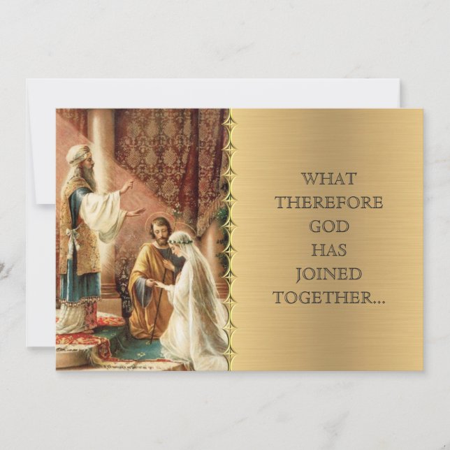 Mariage catholique Mary Joseph Gold Invitation (Devant)
