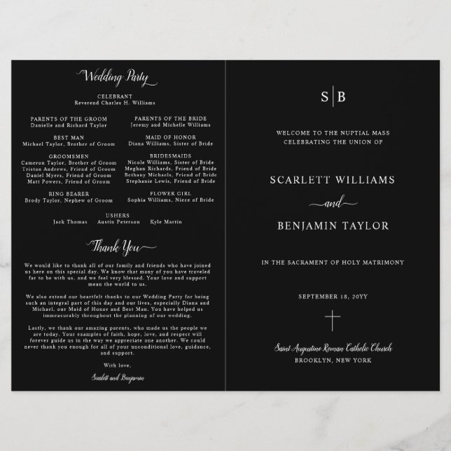 Mariage catholique noir avec programme de masse to (Devant)