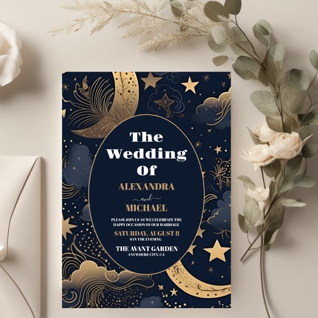 Mariage céleste bleu nuit or à budget (Créateur téléchargé)