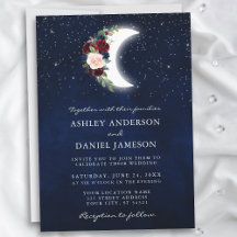 Mariage céleste Floral Moon Stars Invitation