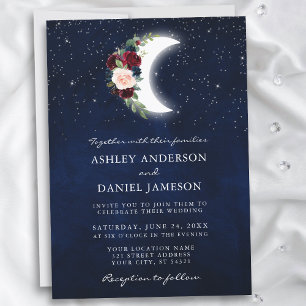 Mariage céleste Floral Moon Stars Invitation